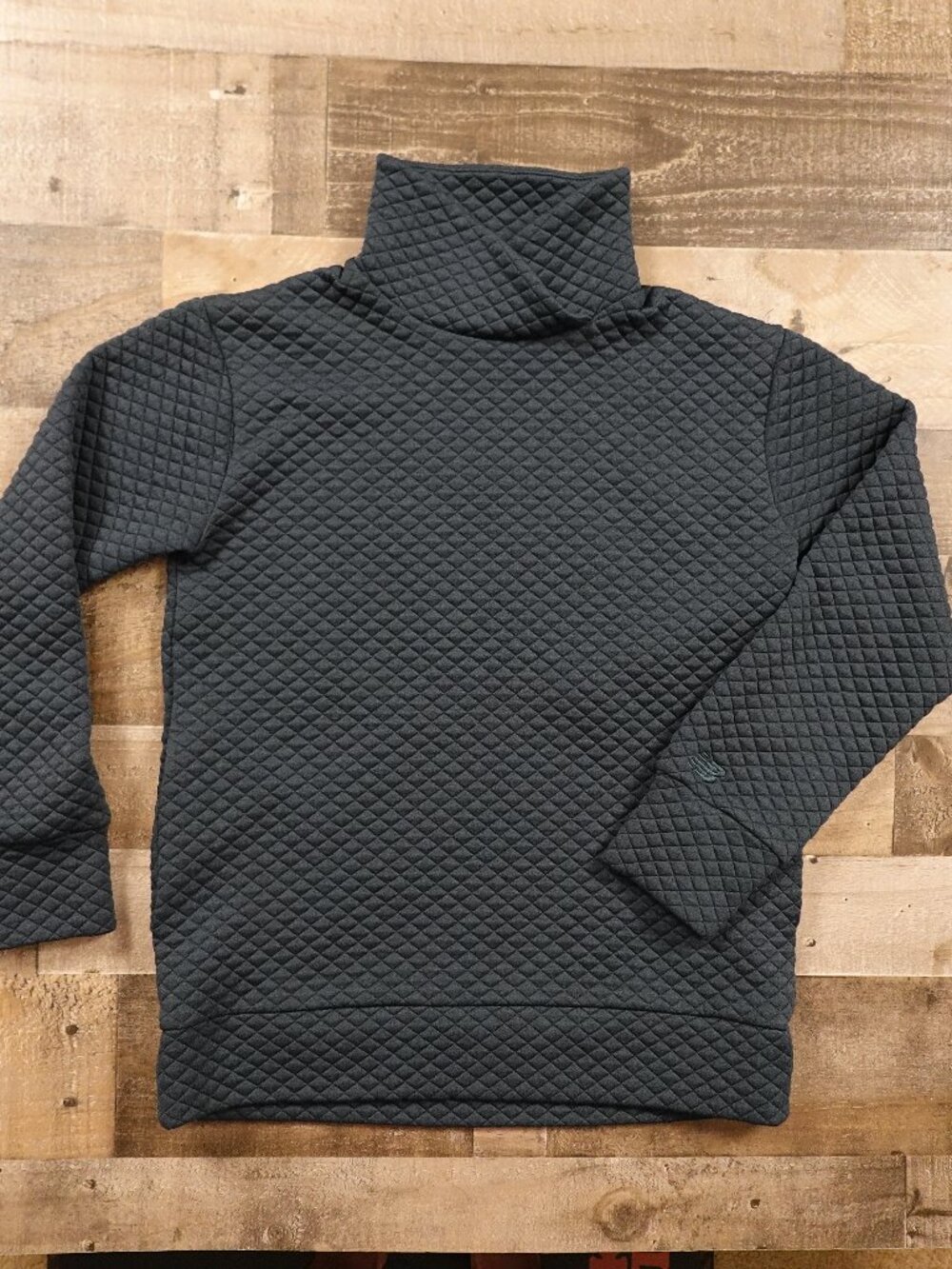 New Balance Quilted Pullover Jacket Men’s Small Charcoal Blue Mock Neck‎